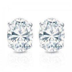 2.5 carats femmes boucles d'oreilles Authentique diamant taille ovale or blanc 14K