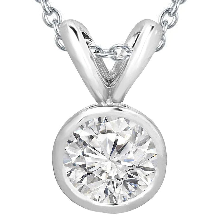 2.5 ct lunette sertie de Authentique diamants Coupe Ronde pendentif en or blanc 14K