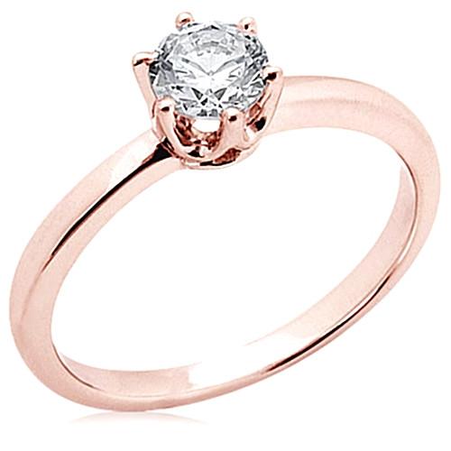 2.50 Carat Réel Diamant Solitaire Bague En Or Rose Bijoux