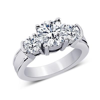 2.50 Carats Bague Anniversaire Trois Pierres Naturel Diamants Ronds