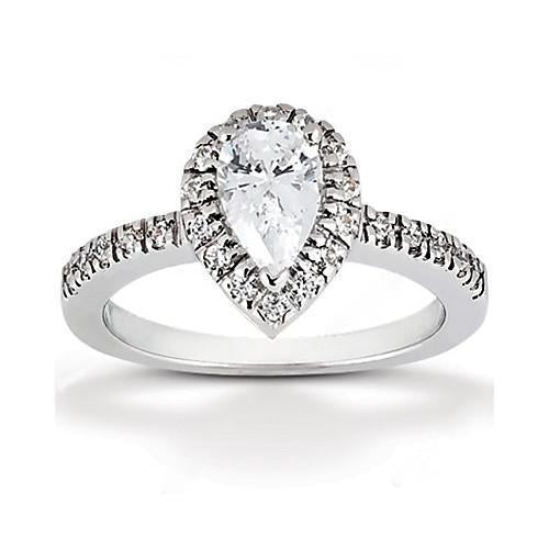 2.50 Carats Bague De Fiançailles Royale Halo Poire Réel Diamant