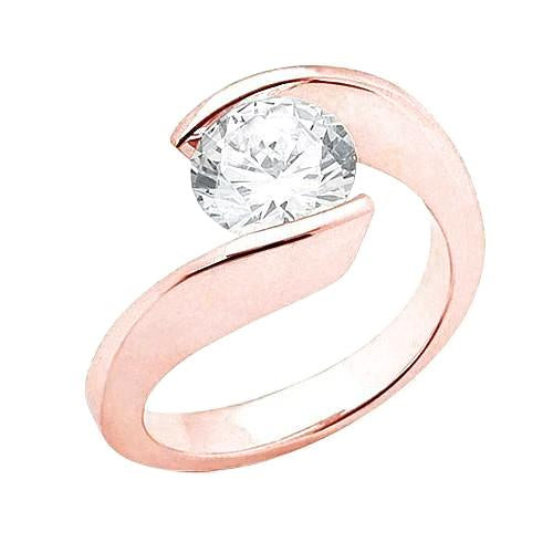2.50 Carats Bague De Fiançailles Solitaire Réel Diamant Or Rose Nouveau
