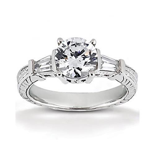 2.50 Carats Bague de Fiançailles Réel Diamant Trois Pierres Or Blanc 14K