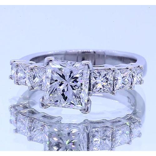 2.50 Carats Bague de Fiançailles Véritable Diamant Taille Princesse Bijoux Nouveau
