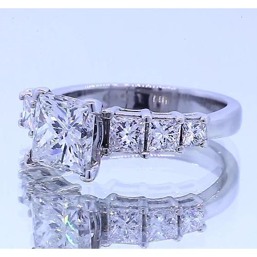 2.50 Carats Bague de Fiançailles Véritable Diamant Taille Princesse Bijoux Nouveau