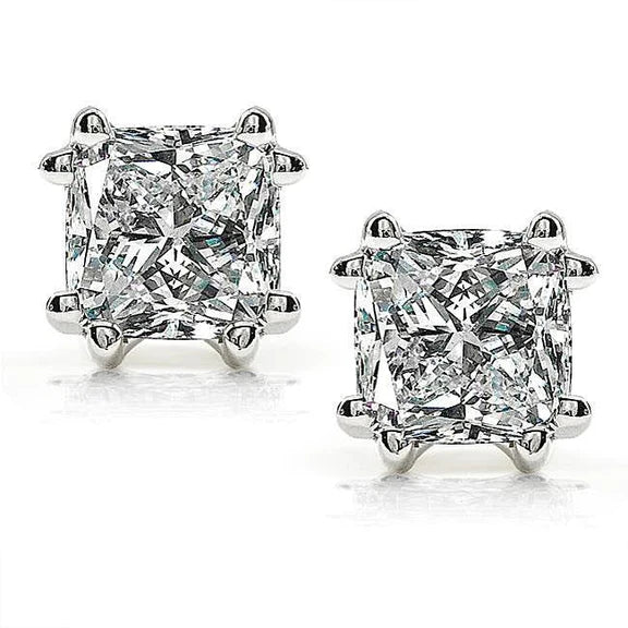 2.50 Carats Boucles D'oreilles Réel Diamant Taille Coussin En Or Blanc 14K Bijoux