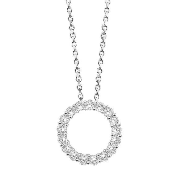 2.50 Carats Collier Pendentif Femme Réel Diamants Ronds Or Blanc 14K