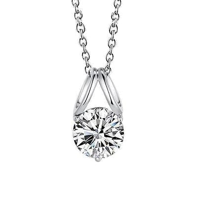 2.50 Carats Grand Collier pendentif Réel Diamant Coupe Ronde Or Blanc 14K