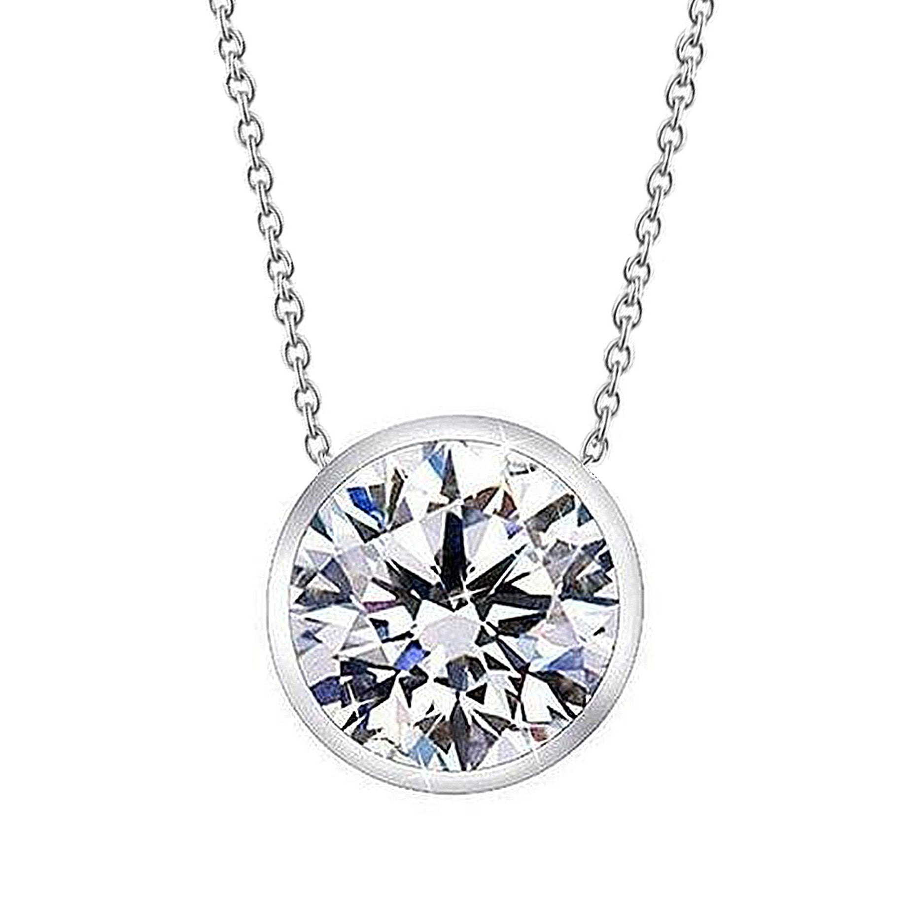 2.50 Carats Lunette Sertie De Réel Diamants Ronds Collier Pendentif Bijoux En Or Nouveau