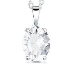 2.50 Carats Pendentif Collier Authentique Diamant Taille Ovale Or Blanc 14K