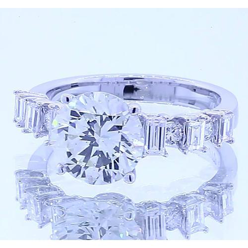 2.50 Carats Véritable Diamant Rond 4 Griffes Ensemble Bague De Fiançailles Bijoux