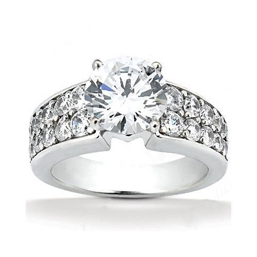 2.50 Ct. Bague Femme Réel Diamant Bague Avec Accents Or Blanc 14K