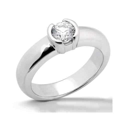 2.50 Ct. Bague Solitaire Réel Diamant Serti Demi Clous Or Blanc