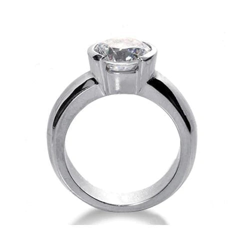 2.50 Ct. Bague Solitaire Réel Diamant Serti Demi Clous Or Blanc