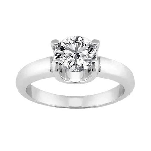 2.50 Ct. Bague de Fiançailles Solitaire Réel Diamant Rond Or Blanc 14K