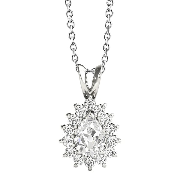 2.50 carats Halo Pendentif Réel Diamant Rond et Poire