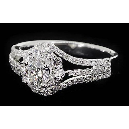 2.50 carats Véritable diamant bague d'anniversaire Split Shank Halo sertissage bijoux