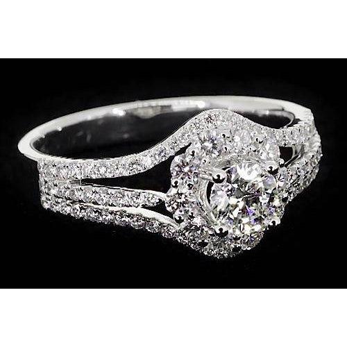 2.50 carats Véritable diamant bague d'anniversaire Split Shank Halo sertissage bijoux
