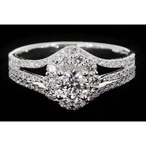 2.50 carats Véritable diamant bague d'anniversaire Split Shank Halo sertissage bijoux