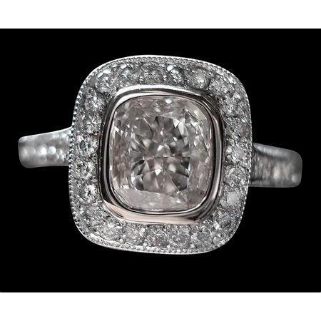 2.51 Carat Halo Coussin Naturel Diamant Bague De Mariage Or Blanc 14K