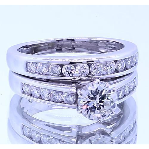 2.51 Carats Bague De Fiançailles Naturel Diamant Rond Ensemble Or Blanc 14K