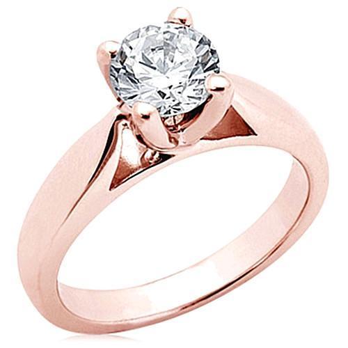 2.51 Carats Bague De Fiançailles Solitaire En Or Rose Et Naturel Diamants
