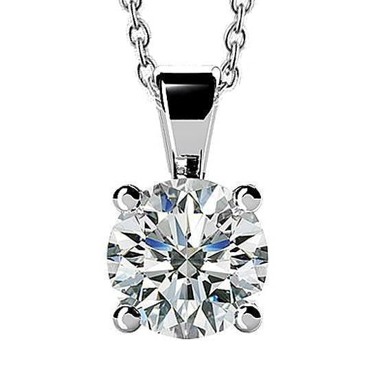 2.51 Carats Pendentif Solitaire Réel Diamant Avec Collier Chaîne Or Blanc
