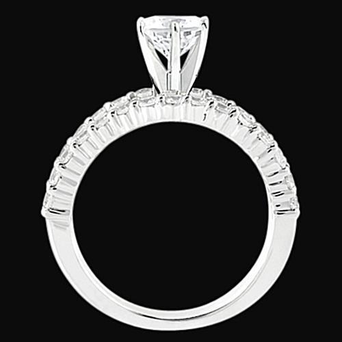 2.51 Carats Véritable Diamants Bague De Fiançailles Double Tige Or Blanc