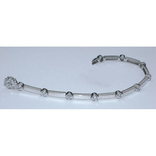 2.55 Carats Bracelet Tennis Véritable Diamant Contre Pleine Lunette Or Blanc