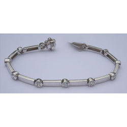 2.55 Carats Bracelet Tennis Véritable Diamant Contre Pleine Lunette Or Blanc