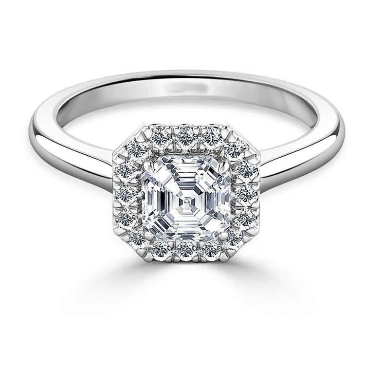 2.55 carats Assher et bague halo de mariage avec Réel diamants ronds