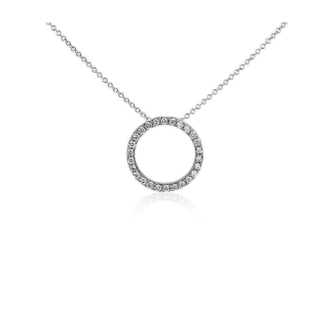 2.60 Carats Collier Pendentif Cercle Véritable Diamants Or Blanc 14K