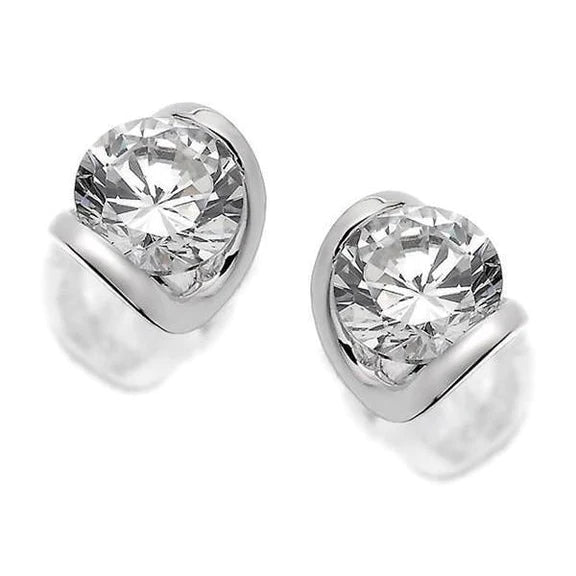 2.60 Ct F Vs1 Authentique Diamants Taille Ronde Boucles D'Oreilles Dames Or Blanc 14K