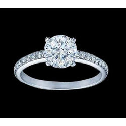 2.61 Carats. Bague De Fiançailles Réel Diamant Rond Femme Or Blanc