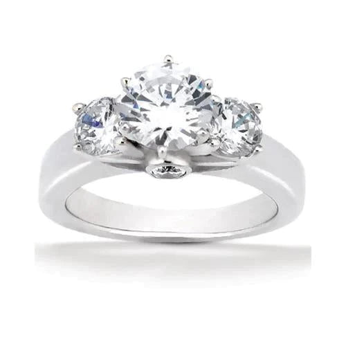 2.62 Carat F Vs1 Bague Réel Diamants Bague 3 Pierres