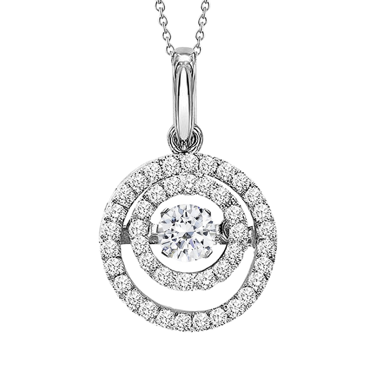 2.70 Carats Collier Pendentif Style Cercle Naturel Diamants Or Blanc 14K