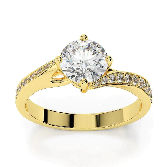 2.75 Carats Alliance Réel Diamant Or Jaune 14K