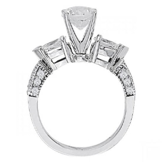 2.75 Carats Naturel Diamants Bague De Fiançailles Style Trois Pierres Or Blanc 14 Carats