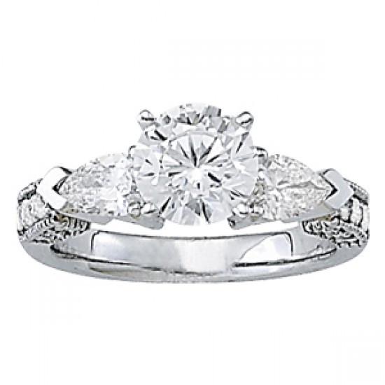 2.75 Carats Naturel Diamants Bague De Fiançailles Style Trois Pierres Or Blanc 14 Carats