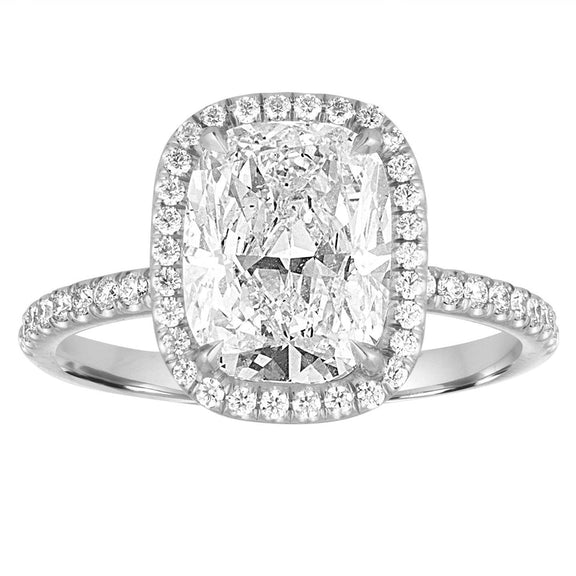 2.75 Carats Taille Coussin Avec Bague En Réel Diamant Rond Halo Or Blanc 14 Carats