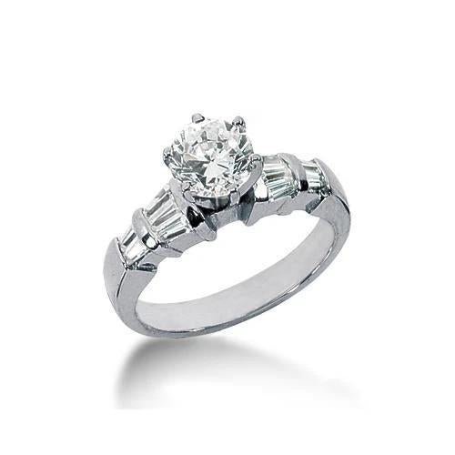 2.75 cts. Bague De Fiançailles Véritable Diamant Accents Baguette