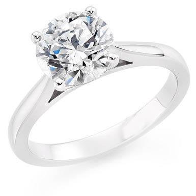 2.80 Carat Solitaire Naturel Diamant Taille Ronde Alliance Or Blanc 14K
