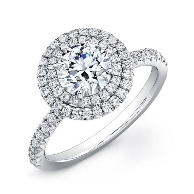 2.80 Carats Bague Réel Diamant Halo Or Blanc 14K