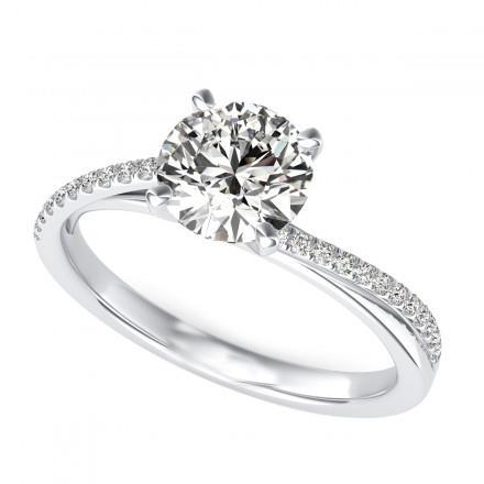 2.80 Carats Solitaire Avec Accent Authentique Diamants Bague de Fiançailles Or 14K