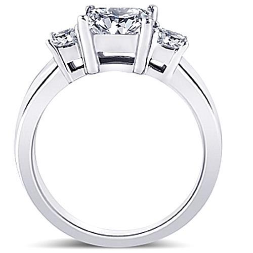 2.80 Carats Trois Pierres Princesse Réel Diamants Bague D'anniversaire Bijoux Nouveau