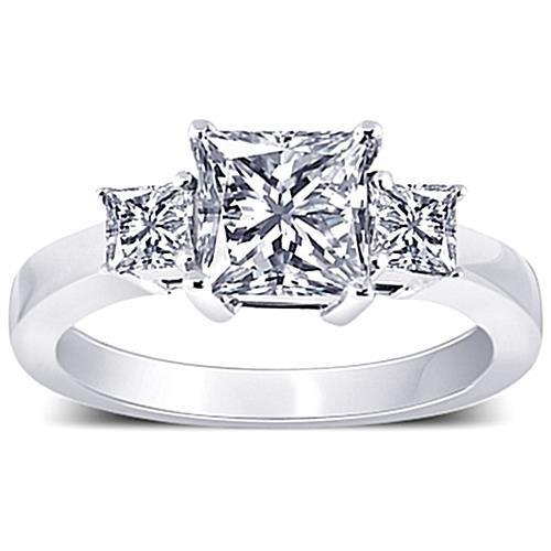 2.80 Carats Trois Pierres Princesse Réel Diamants Bague D'anniversaire Bijoux Nouveau