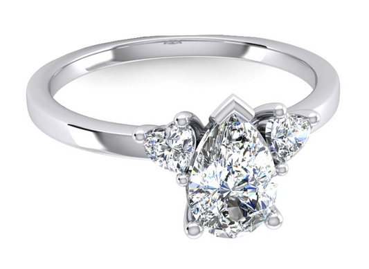 2 Carats Bague à Trois Pierres Avec Diamants de Laboratoire en Poire Et Cœur Taille
