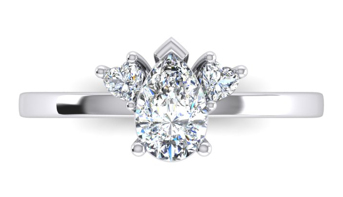 2 Carats Bague à Trois Pierres Avec Diamants de Laboratoire en Poire Et Cœur Taille