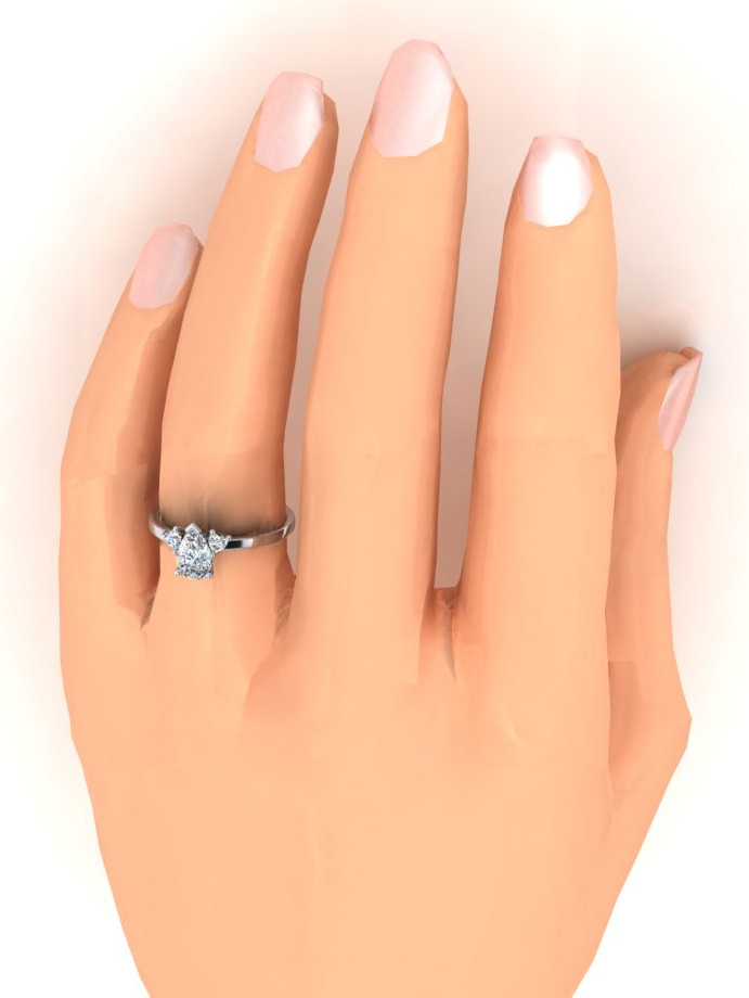 2 Carats Bague à Trois Pierres Avec Diamants de Laboratoire en Poire Et Cœur Taille