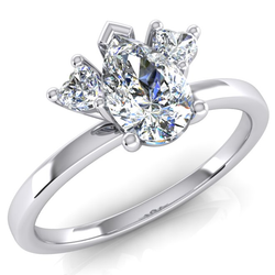 2 Carats Bague à Trois Pierres Avec Diamants de Laboratoire en Poire Et Cœur Taille
